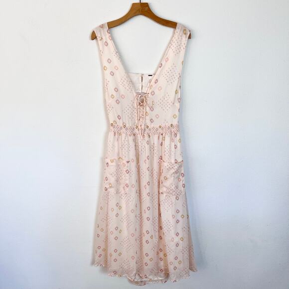Free People Pocketful of Wildflowers Blush Ivory Midi‎ Dress // Size Large - Picture 2 of 5